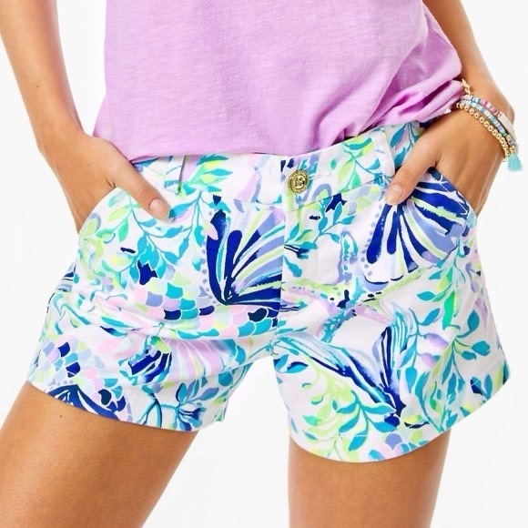 🆕 Lilly Pulitzer Kellar Stretch Shorts in Resort White Shell Beach Size 0 - Picture 1 of 10